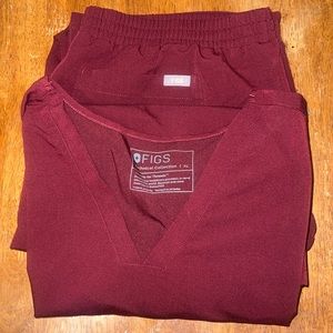XL TALL Maroon Figs Scrub Set